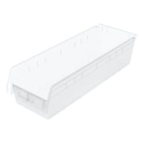 Akro-Mils 30084SCLAR ShelfMax Plastic Nesting Shelf Bin Box, 23-5/8-Inch L x 8-3/8-Inch W x 6-Inch H, Clear, 6-Pack