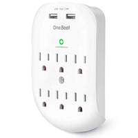 6-Outlet Surge Protector, Wall Outlet Extender Multi Plug Outlet Wall Adapter with 2 USB Charging Ports 2.4 A, 490 Joules, ETL Listed for Home, School, Office