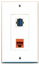 Load image into Gallery viewer, RiteAV - 1 Port Cat6 Ethernet Orange 1 Port USB 3 A-A Decorative Wall Plate - Bracket Included
