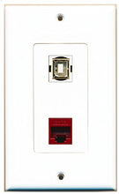 Load image into Gallery viewer, RiteAV - 1 Port Cat6 Ethernet Red 1 Port USB B-B Decorative Wall Plate - Bracket Included
