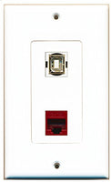 RiteAV - 1 Port Cat6 Ethernet Red 1 Port USB B-B Decorative Wall Plate - Bracket Included