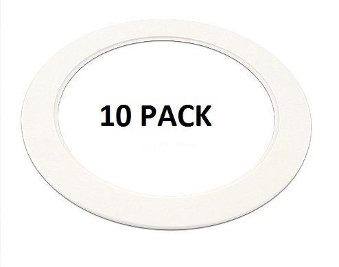 10 Pack-White Light Trim Ring Recessed Can 6