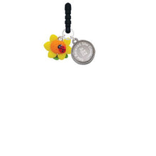 Load image into Gallery viewer, Delight Jewelry Fimo Clay Sunflower with Ladybug She Believed She Could Phone Charm
