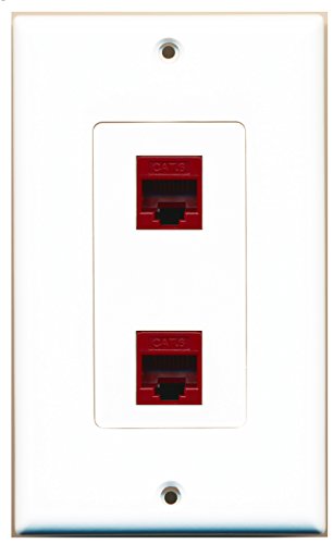 RiteAV - 2 Port Cat6 Ethernet Red Decorative Wall Plate - Bracket Included