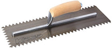 Load image into Gallery viewer, Kraft Tool PL630 Scratcher Trowel with 1/2 x 1/2-Inch V Notch, 16 x 5-Inch
