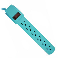 Topzone 1 Feet 6 Outlets Built-in Safety Circuit Breaker Angle Plug AC Wall Power Strip UL Listed (Blue)