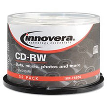Load image into Gallery viewer, CD-RW Discs, Rewritable, 700MB/80min, 12x, Spindle, Silver, 50/Pack
