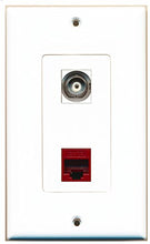 Load image into Gallery viewer, RiteAV - 1 Port BNC 1 Port Cat6 Ethernet Red Decorative Wall Plate - Bracket Included
