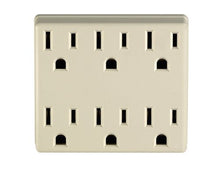 Load image into Gallery viewer, Leviton 6ADPT-I 3 Wire 15A/125-Volt 6 Outlet Grounding Adapter, Ivory
