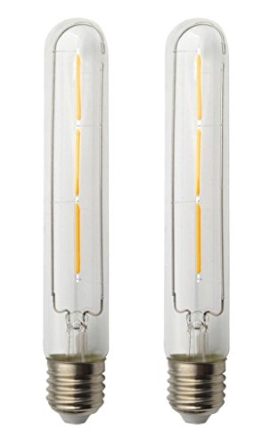 JCKing 2-Pack 3W E27 LED Filament Tube Light Bulb, Tube Shape Bullet Top, 40W Equivalent Replacement Warm White 2700K 270LM