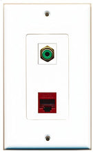 Load image into Gallery viewer, RiteAV - 1 Port RCA Green 1 Port Cat6 Ethernet Red Decorative Wall Plate - Bracket Included
