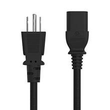 Load image into Gallery viewer, 3-Prong Power Cord for Monitor Printer - Replacement Computer TV PC AC Supply Cable Cords for HP Dell PS Asus Acer Panasonic Roku Vizio Insignia, NEMA 5-15P to C13, 10A 125V, 18AWG, UL Listed
