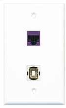 Load image into Gallery viewer, RiteAV - 1 Port Cat5e Ethernet Purple 1 Port USB B-B Wall Plate - Bracket Included
