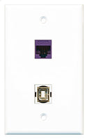 RiteAV - 1 Port Cat5e Ethernet Purple 1 Port USB B-B Wall Plate - Bracket Included