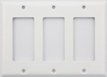 Load image into Gallery viewer, Stamped Steel Smooth White 3 Gang GFI/Rocker Switch Plate

