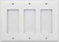 Stamped Steel Smooth White 3 Gang GFI/Rocker Switch Plate