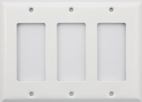 Stamped Steel Smooth White 3 Gang GFI/Rocker Switch Plate