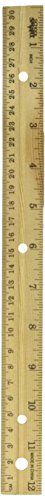 School Smart Double Beveled Wood Ruler, 12 x 1-1/8 x 5/32 Inches