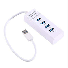 Load image into Gallery viewer, Multi Ports 4-Port USB 3.0 Hub Portable 5Gbps Super Speed Multiple USB Expander with LED Indicator for PC Computer Laptop Accessories (White)

