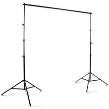 Load image into Gallery viewer, Lumenex Studio Heavy Duty 10&#39; x 8.5&#39; Background Stand Backdrop Support System Kit + 10&#39; X 20&#39; 100% Cotton Green Chroma Key Muslin Backdrop + 10&#39; x 20&#39; 100% Cotton Black Muslin Backdrop Background Phot
