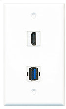 Load image into Gallery viewer, RiteAV - 1 Port HDMI 1 Port USB 3 A-A Wall Plate - Bracket Included
