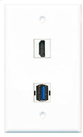 RiteAV - 1 Port HDMI 1 Port USB 3 A-A Wall Plate - Bracket Included