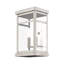 Load image into Gallery viewer, Livex 20702-91 Transitional Two Light Outdoor Wall Lantern from Hopewell Collection in Pwt, Nckl, B/S, Slvr. Finish, Brushed Nickel
