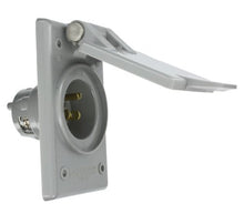 Load image into Gallery viewer, Leviton 5278-CWP Straight Blade Flanged Male Power Inlet Receptacle, 15 A, 125 V, Nylon Face, Body And Strap
