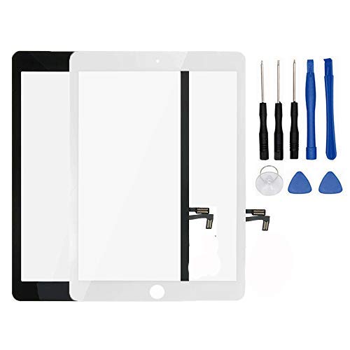 KAKUSIGA Digitizer Repair Kit Compatible with 2017 iPad 9.7 A1822, A1823/ iPad Air 1st Touch Screen Digitizer Replacement with Tools PreInstalled Adhesive(Without Home Button) White