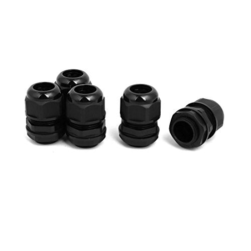 Aexit M25x1.5mm 5mm-7.1mm Transmission Adjustable 4 Holes Cable Gland Joint Black 5pcs