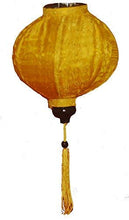 Load image into Gallery viewer, Terrapin Trading Ltd Vietnamese Oriental Silk &amp; Bamboo Handcrafted Lantern LAMP Chinese Yellow 20&quot; L v1
