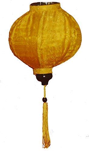 Terrapin Trading Ltd Vietnamese Oriental Silk & Bamboo Handcrafted Lantern LAMP Chinese Yellow 20