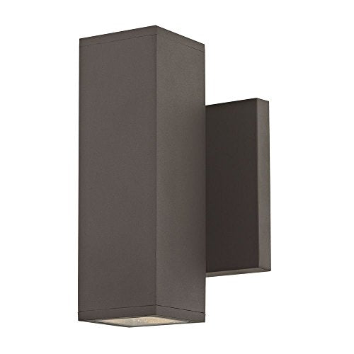 LED Square Cylinder Outdoor Wall Light Up/Down Bronze 2700K