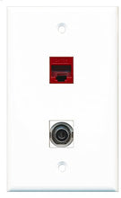 Load image into Gallery viewer, RiteAV - 1 Port 3.5mm 1 Port Cat5e Ethernet Red Wall Plate - Bracket Included
