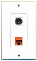 RiteAV - 1 Port Toslink 1 Port Cat6 Ethernet Orange Decorative Wall Plate - Bracket Included