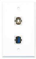 RiteAV - 1 Port USB 3 A-A 1 Port USB B-B Wall Plate - Bracket Included