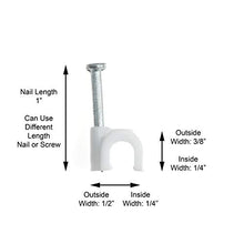Load image into Gallery viewer, THE CIMPLE CO - Single Coaxial Cable Clips, Cat6, Electrical Wire Cable Clip, 1/4 in (6 mm) Nail Clip and Fastener, White (100 Pieces per Bag)
