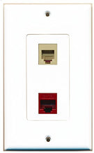 Load image into Gallery viewer, RiteAV - 1 Port Phone Beige 1 Port Cat6 Ethernet Red Decorative Wall Plate - Bracket Included
