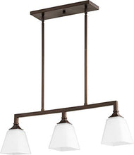 Load image into Gallery viewer, Quorum 6523-3-86 Transitional Three Light Island Pendant from Wright Collection in Bronze / Dark Finish, 31.50 inches
