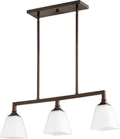 Quorum 6523-3-86 Transitional Three Light Island Pendant from Wright Collection in Bronze / Dark Finish, 31.50 inches