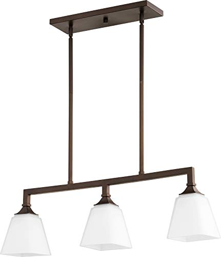 Quorum 6523-3-86 Transitional Three Light Island Pendant from Wright Collection in Bronze / Dark Finish, 31.50 inches