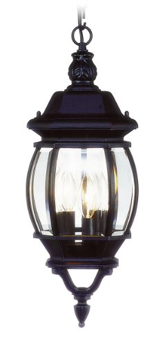 Livex Lighting 7527-04 Frontenac 3 Light Outdoor Hanging Lantern, Black