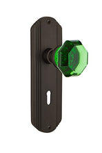 Load image into Gallery viewer, Nostalgic Warehouse 721488 Deco Plate with Keyhole Passage Waldorf Emerald Door Knob in Oil-Rubbed Bronze, 2.75
