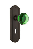Nostalgic Warehouse 721488 Deco Plate with Keyhole Passage Waldorf Emerald Door Knob in Oil-Rubbed Bronze, 2.75