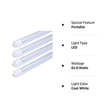 Load image into Gallery viewer, FALANFA 8ft R17D Rotatable HO Base led Tube Light 65W,270 Degree V Shaped LED Chip Bulbs,T8 6000K Cool White,Clear Cover,85V-265V,Dual-Ended Powered(Pack of 4
