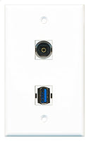 RiteAV - 1 Port Toslink 1 Port USB 3 A-A Wall Plate - Bracket Included