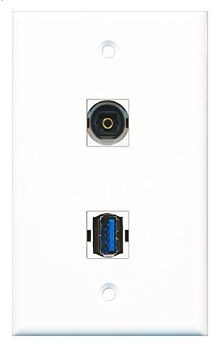 RiteAV - 1 Port Toslink 1 Port USB 3 A-A Wall Plate - Bracket Included