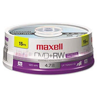 Dvd+rw Discs, 4.7gb, 4x, Spindle, Silver, 15/pack By: Maxell
