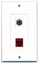 Load image into Gallery viewer, RiteAV - 1 Port RCA Blue 1 Port Cat6 Ethernet Red Decorative Wall Plate - Bracket Included
