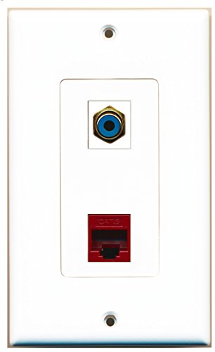 RiteAV - 1 Port RCA Blue 1 Port Cat6 Ethernet Red Decorative Wall Plate - Bracket Included